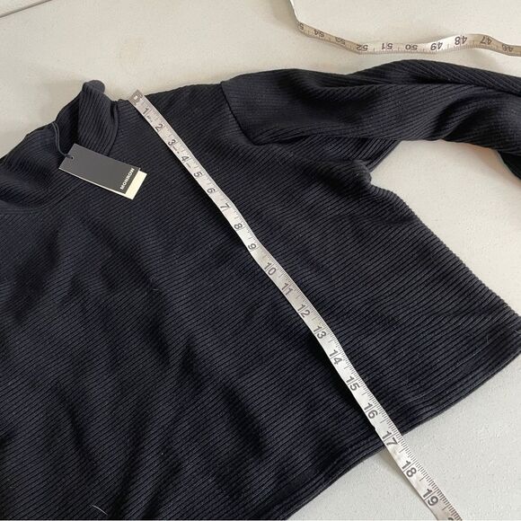 Monrow Brushed Rib Mock Neck Top Faded Black Size Large New - Picture 16 of 16